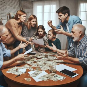Familia peleando por una herencia en dinero